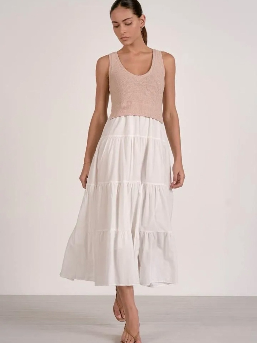 ELAN SWEATER TANK DRESS- WHITE / NATURAL COMBO size XL NWT